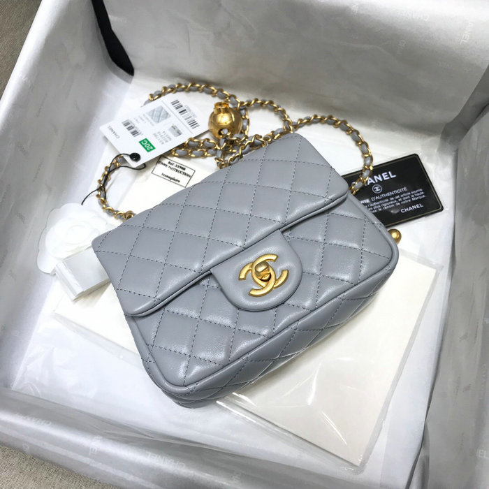 Chanel Lambskin Flap Bag Grey AS1786