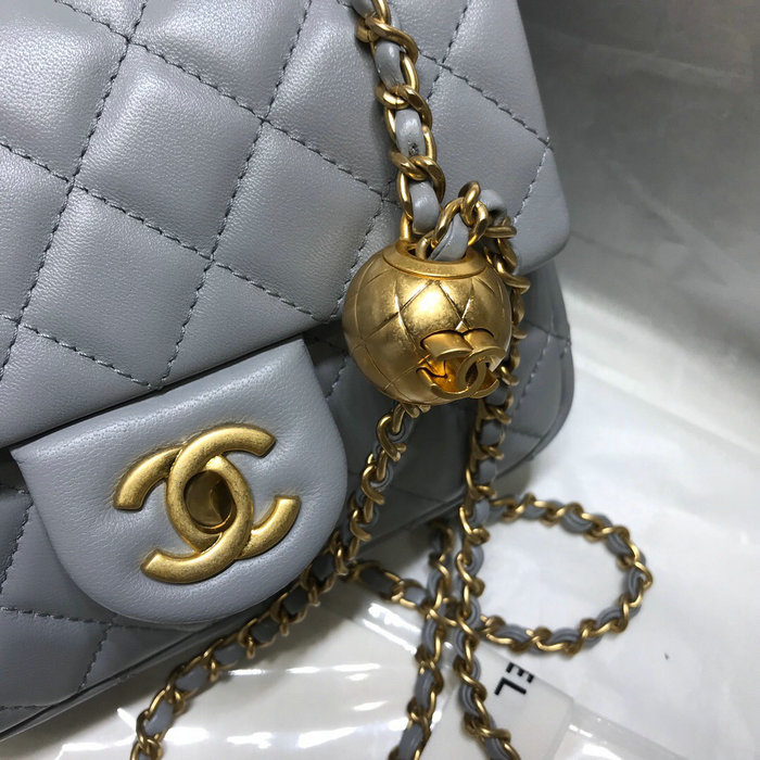 Chanel Lambskin Flap Bag Grey AS1786