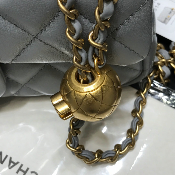 Chanel Lambskin Flap Bag Grey AS1786