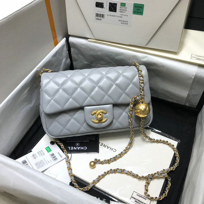 Chanel Lambskin Flap Bag Grey AS1787