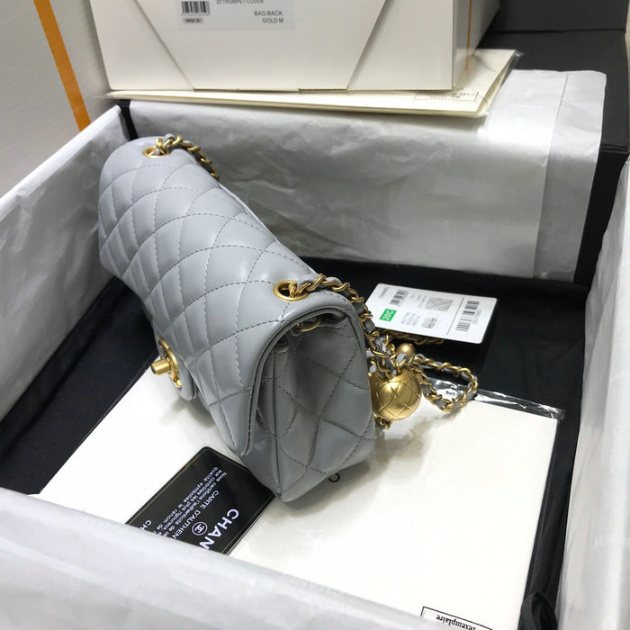 Chanel Lambskin Flap Bag Grey AS1787