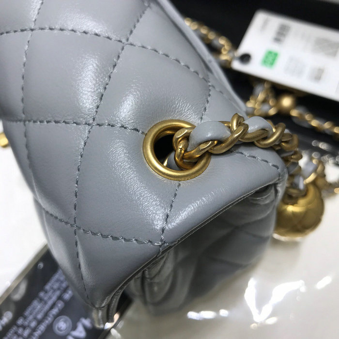 Chanel Lambskin Flap Bag Grey AS1787