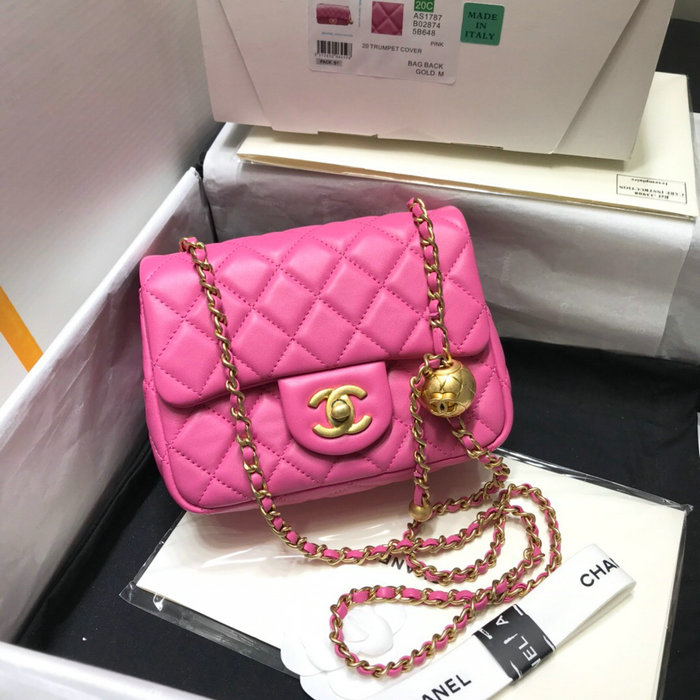 Chanel Lambskin Flap Bag Pink AS1786