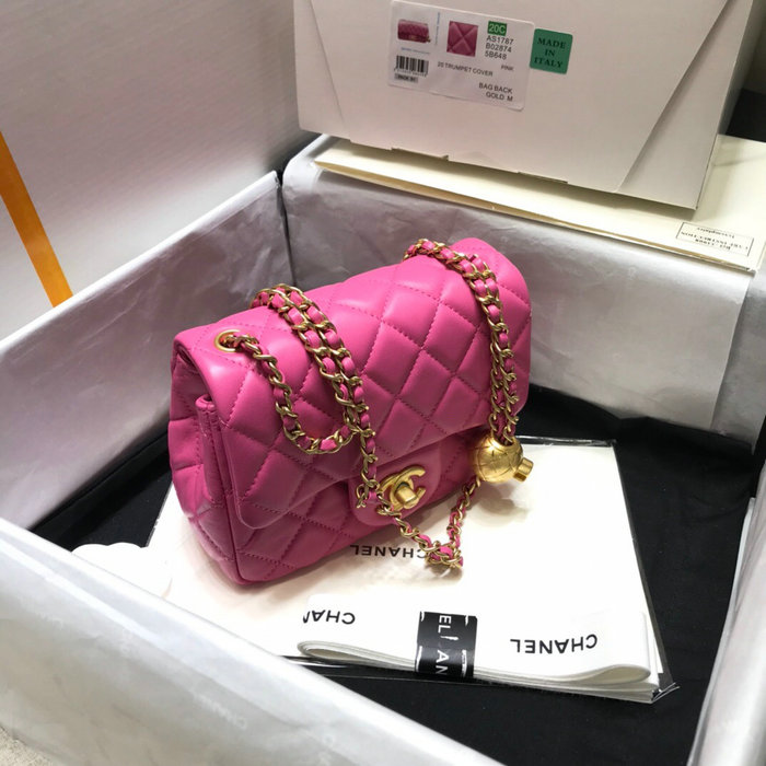 Chanel Lambskin Flap Bag Pink AS1786