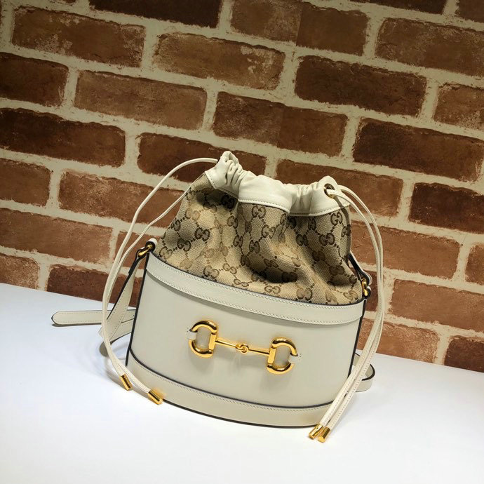 Gucci Horsebit 1955 bucket bag White 602118