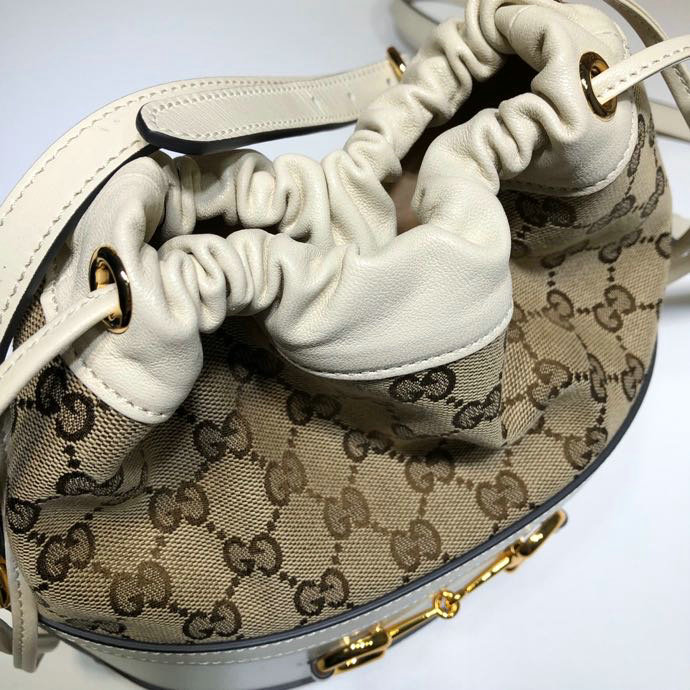 Gucci Horsebit 1955 bucket bag White 602118