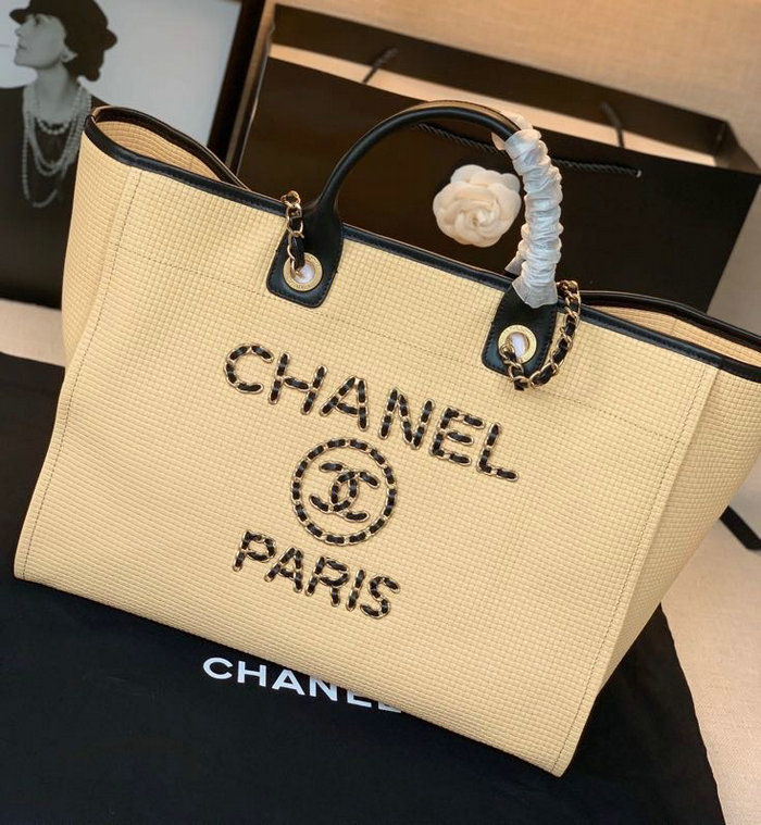 Chanel Calfskin Cabas Tote Bag Beige A13103