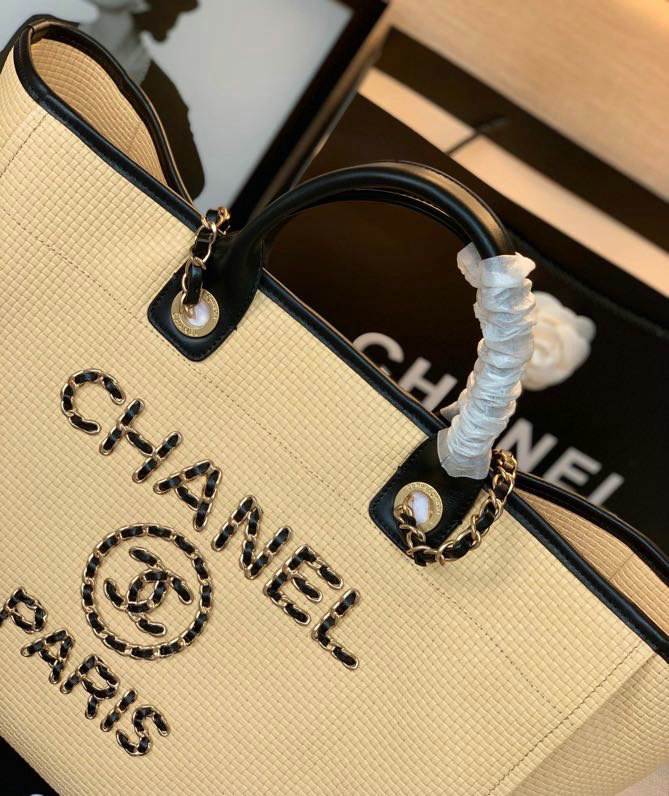 Chanel Calfskin Cabas Tote Bag Beige A13103