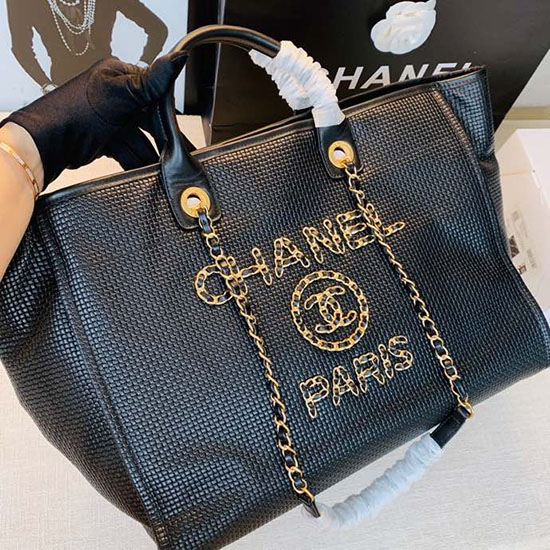 Chanel Calfskin Cabas Tote Bag Black A13103