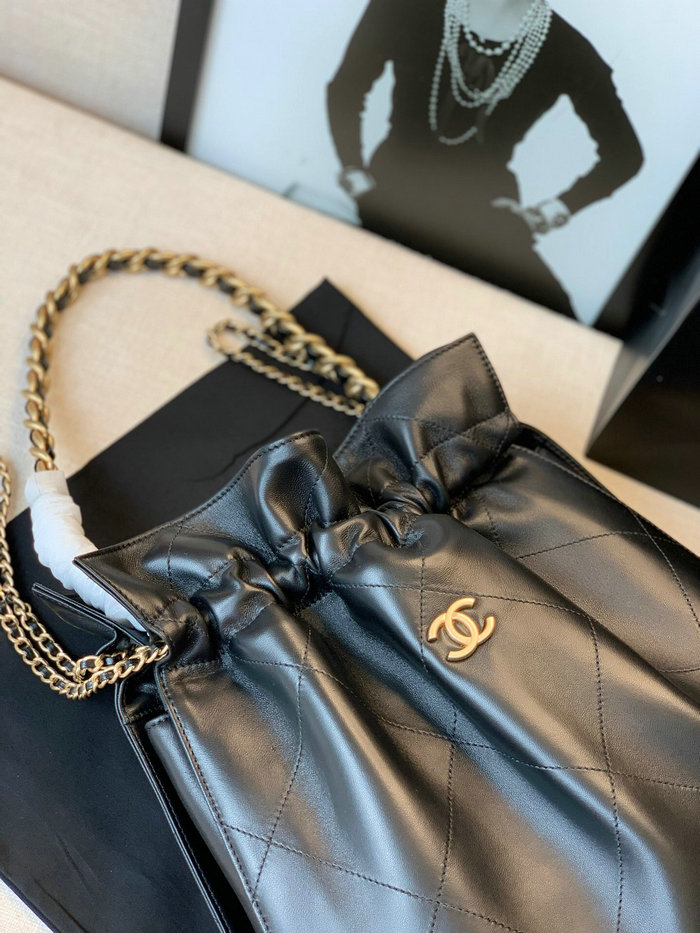 Chanel Calfskin Drawstring Bag Black A13101