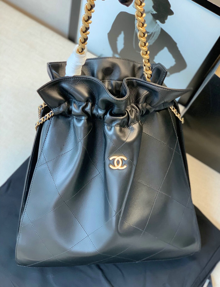 Chanel Calfskin Drawstring Bag Black A13101