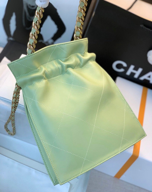 Chanel Calfskin Drawstring Bag Green A13101