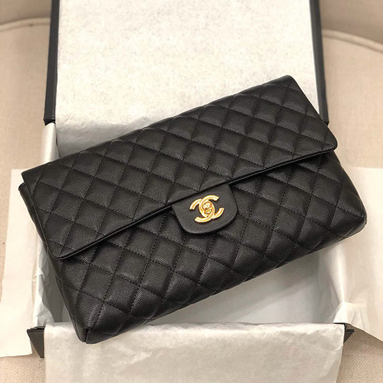 Chanel Grained Calfskin Clutch Bag Black A13105