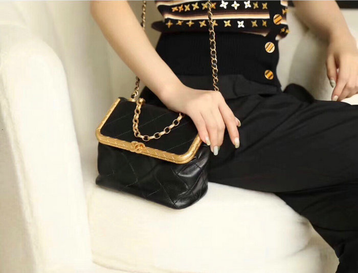 Chanel Lambskin Clasp Bag Black AS1886