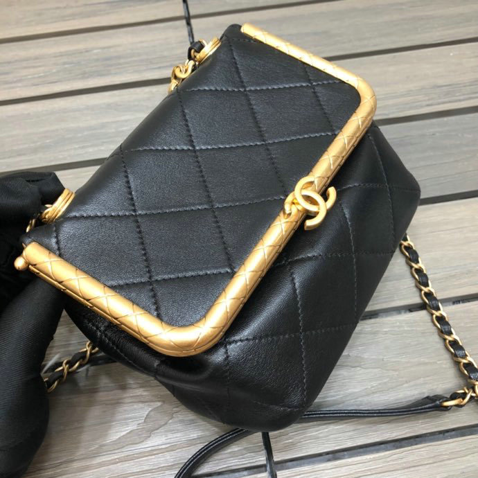 Chanel Lambskin Clasp Bag Black AS1886