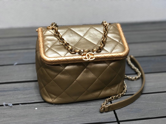 Chanel Lambskin Clasp Bag Gold AS1886