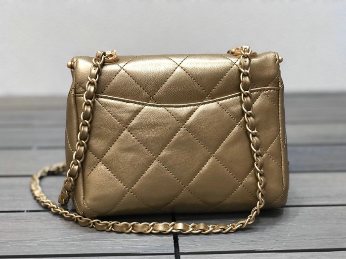 Chanel Lambskin Clasp Bag Gold AS1886