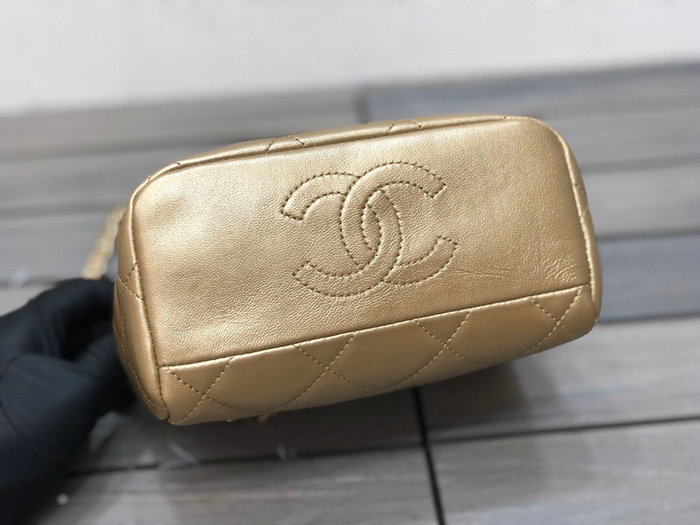 Chanel Lambskin Clasp Bag Gold AS1886