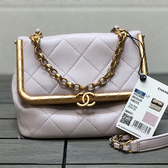 Chanel Lambskin Clasp Bag Pink AS1886
