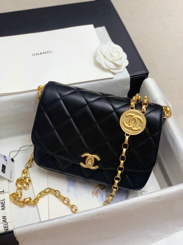 Chanel Lambskin Flap Bag Black AS2222