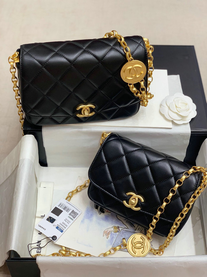 Chanel Lambskin Flap Bag Black AS2222