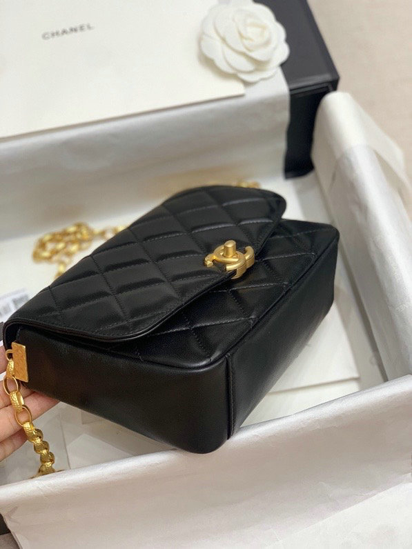 Chanel Lambskin Flap Bag Black AS2222