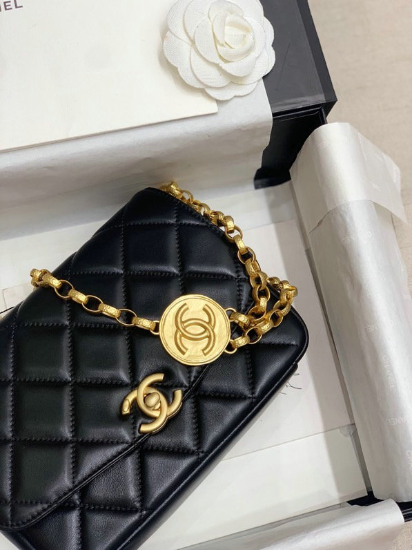 Chanel Lambskin Flap Bag Black AS2222