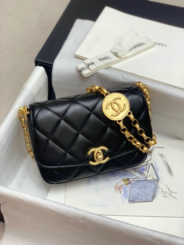 Chanel Lambskin Small Flap Bag Black AS2189