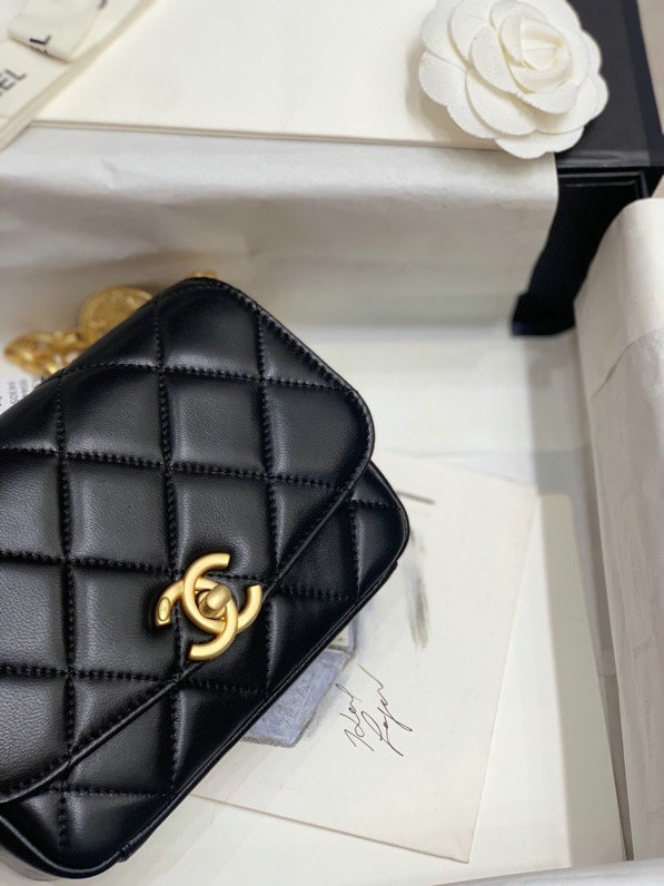 Chanel Lambskin Small Flap Bag Black AS2189