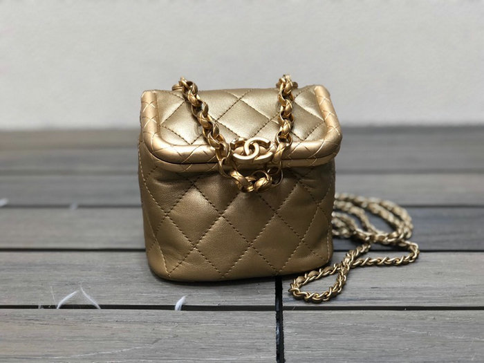Chanel Lambskin Small Kiss-Lock Bag Gold AS1885
