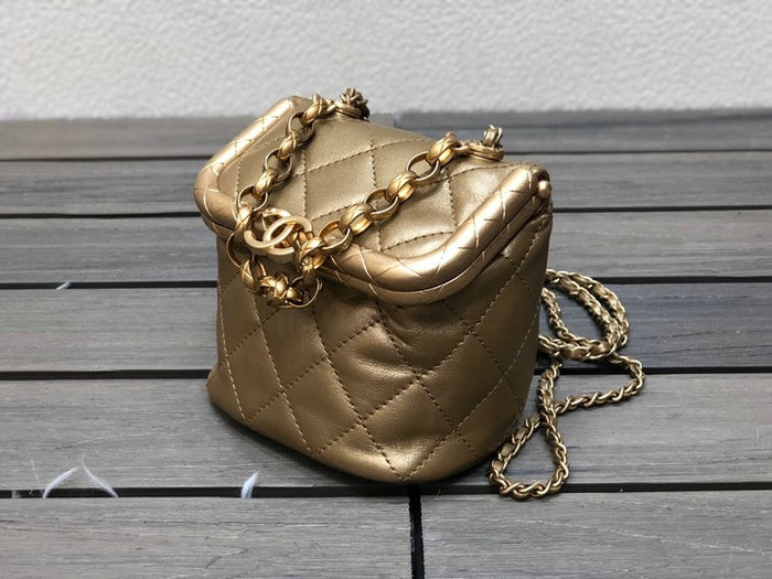 Chanel Lambskin Small Kiss-Lock Bag Gold AS1885