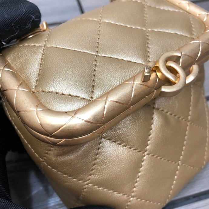 Chanel Lambskin Small Kiss-Lock Bag Gold AS1885