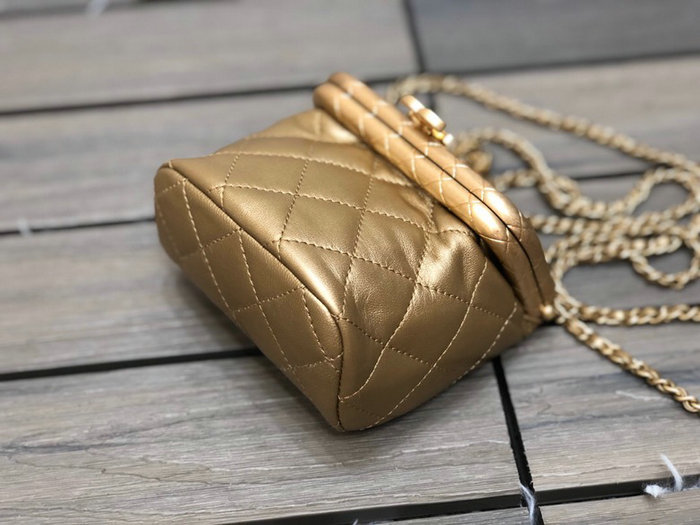 Chanel Lambskin Small Kiss-Lock Bag Gold AS1885