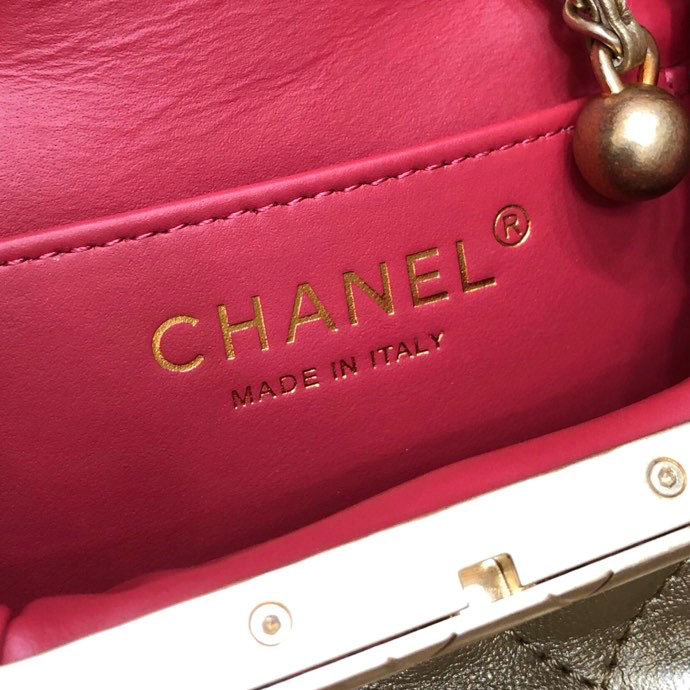 Chanel Lambskin Small Kiss-Lock Bag Gold AS1885