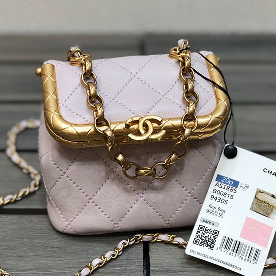 Chanel Lambskin Small Kiss-Lock Bag Pink AS1885