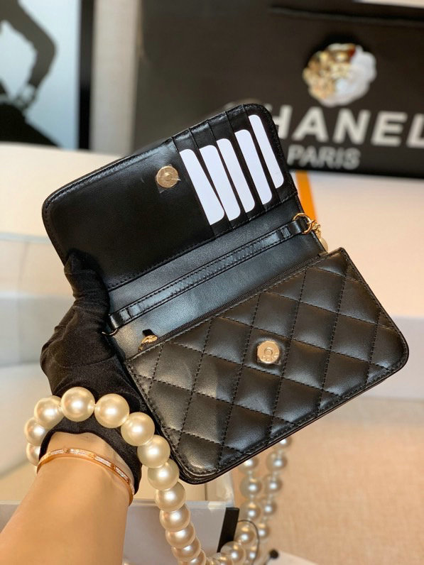 Chanel Lambskin WOC Wallet Black A13107