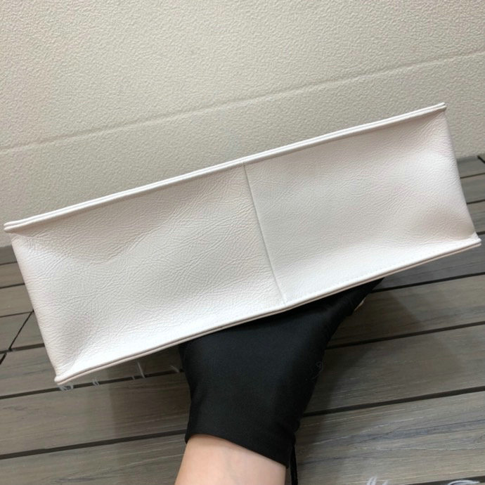 Chanel Shiny Aged Calfskin Shopping Bag White AS1945