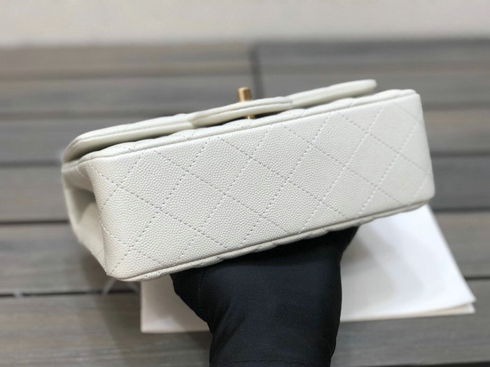 Classic Chanel Grain Calfskin Small Flap Bag White CF1116