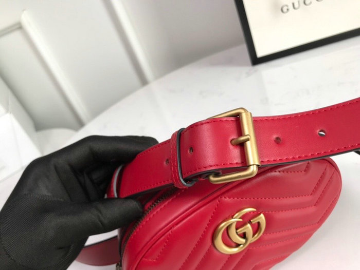 Gucci GG Marmont Matelasse Leather Belt Bag Red 476434