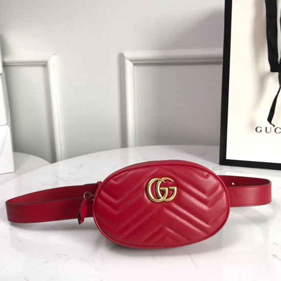 Gucci GG Marmont Matelasse Leather Belt Bag Red 476434