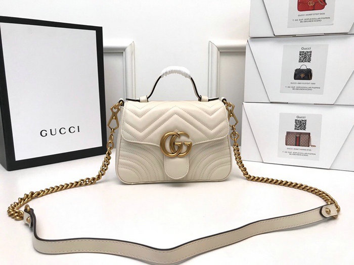 Gucci GG Marmont Mini Top Handle Bag White 547260