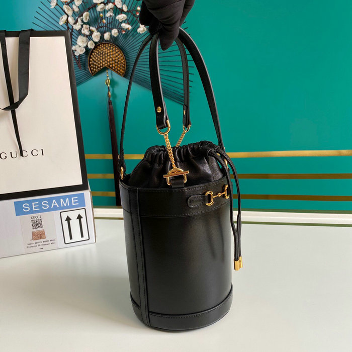 Gucci Horsebit 1955 Small Bucket Bag Black 637115