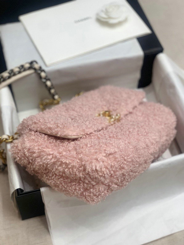 Chanel 19 Wool Large Flap Bag Pink AS1161