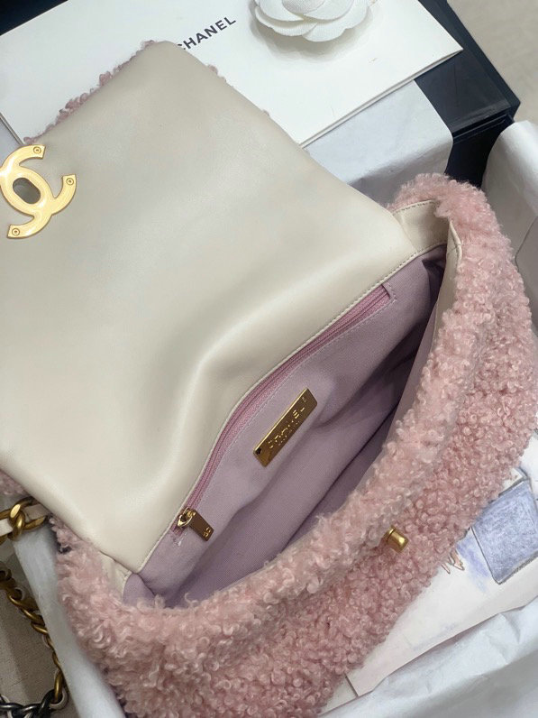 Chanel 19 Wool Large Flap Bag Pink AS1161