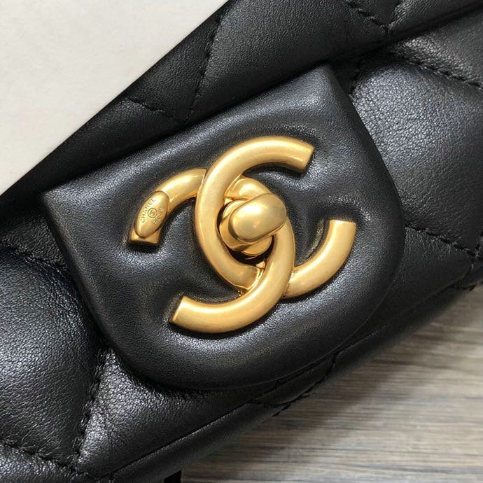 Chanel Calfskin Flap Bag Black AS2210