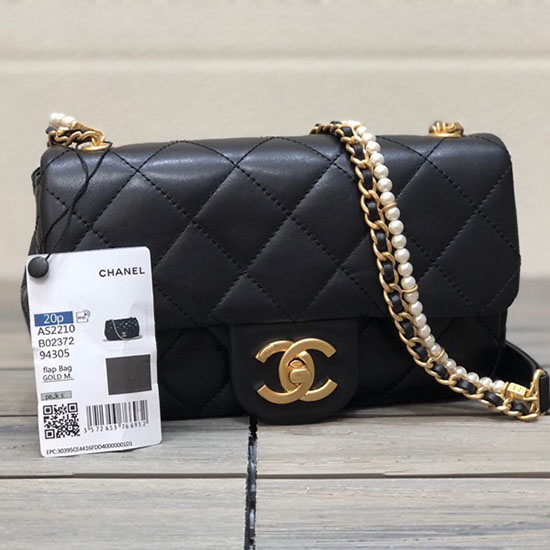 Chanel Calfskin Flap Bag Black AS2210