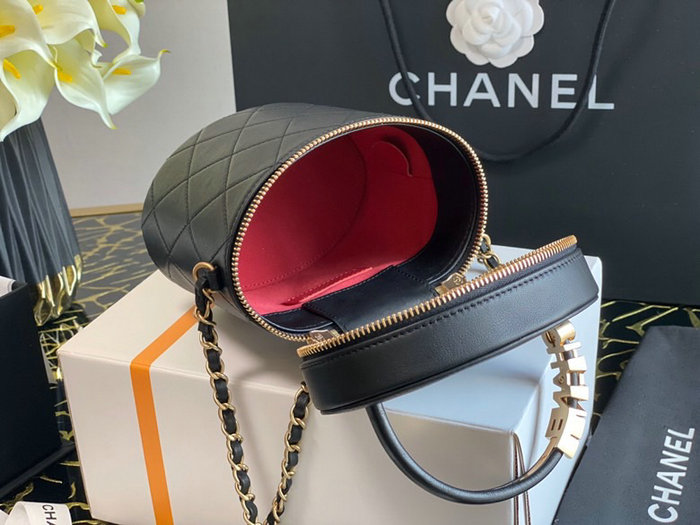 Chanel Calfskin Vanity Case Bag Black AS2061