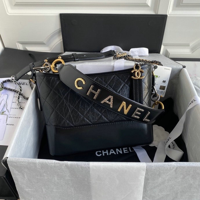 Chanel Gabrielle Hobo Handbag Black AS1582