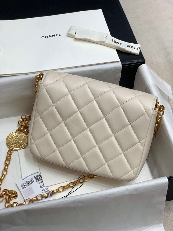 Chanel Lambskin Flap Bag White AS2222