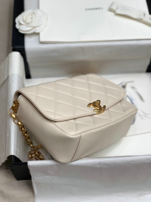 Chanel Lambskin Flap Bag White AS2222